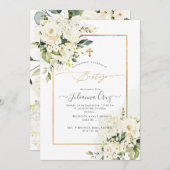 PixDezines Rozen Crème en Hortensia's Doopfeest Kaart (Voorkant / Achterkant)