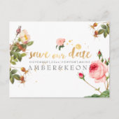 PixDezines rozen/floral/save the date Aankondigingskaart (Voorkant)