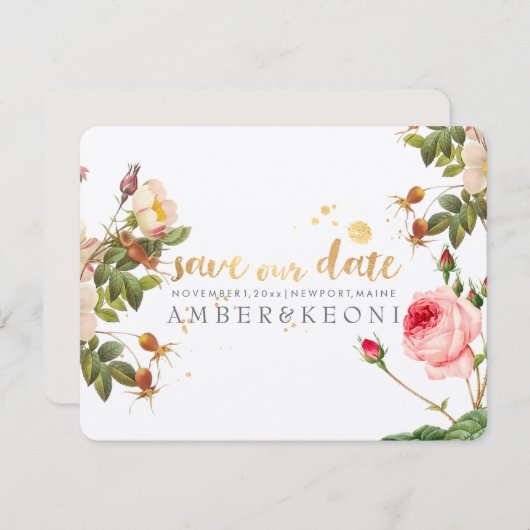PixDezines  rozen/save our date Save The Date (Voorkant / Achterkant)