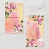 PixDezines  rozen/waterverf Visitekaartje (Voorkant / Achterkant)