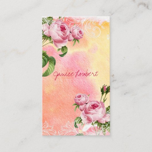 PixDezines  rozen/waterverf Visitekaartje (Voorkant)