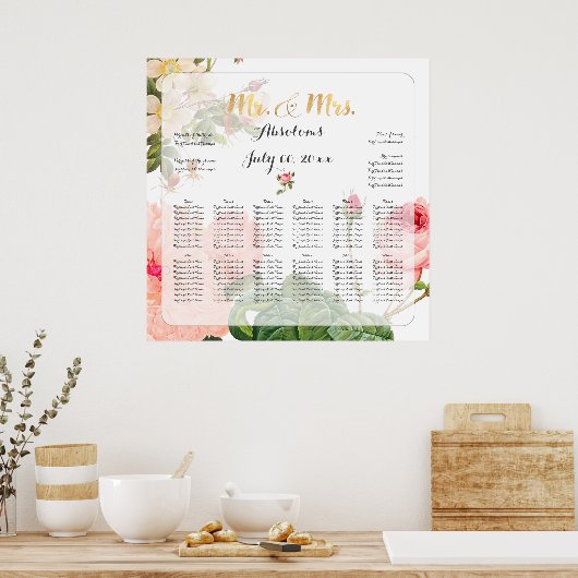 PixDezines Rozen Zitkaart Poster (Keuken)