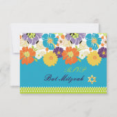 PixDezines rsvp/Alegre retro floral, Bat Mitswa RSVP Kaartje (Voorkant)