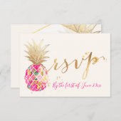 PixDezines RSVP Aloha Pink Ananas/Script Or (Devant / Derrière)