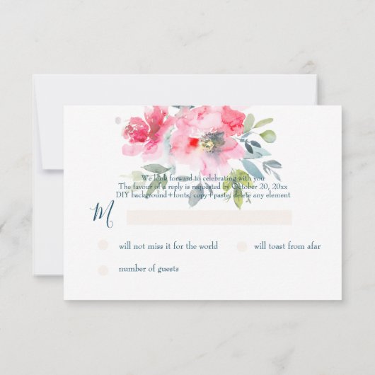 PixDezines RSVP Aquarelle Fleurs Bat mitzvah ✡ (Dos)