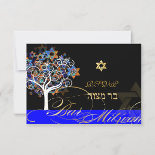 PixDezines rsvp arbre de vie+étoiles, Bar Mitzvah