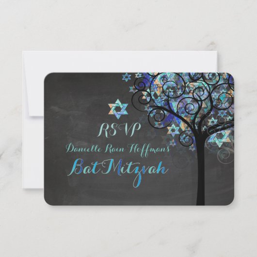 PixDezines RSVP Arbre de vie Mitzvah/Chalkboard (Devant)