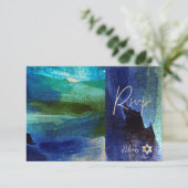 PixDezines RSVP Artistieke Waterverf Bar Mitzvah ✡ Kaartje (Staand voorkant)