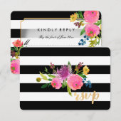 PixDezines rsvp bar-mitsva/DIYrayures/floral (Devant / Derrière)