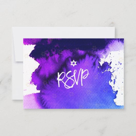 PixDezines RSVP Bar Mitzvah, ✡ d'aquarelle violet (Devant)