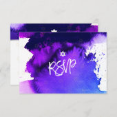 PixDezines RSVP Bar Mitzvah, ✡ d'aquarelle violet (Devant / Derrière)