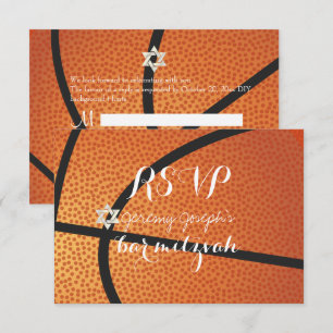PixDezines RSVP Basketball Bar Mitzvah ✡ Kaart