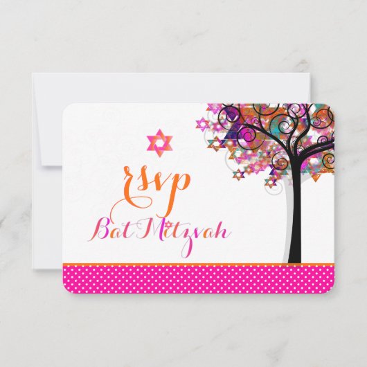 PixDezines RSVP Bat Mitzvah Kaartje (Voorkant)