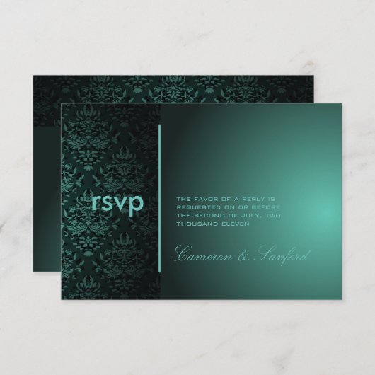 PixDezines RSVP Bijoux Damask/Vert Turquoise (Devant / Derrière)