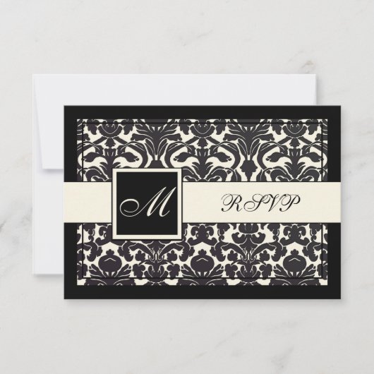 PixDezines rsvp Black Flora Damask/DIY kleur Kaartje (Voorkant)