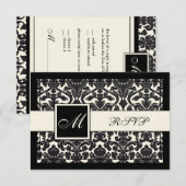 PixDezines rsvp Black Flora Damask/DIY kleur Kaartje (Voorkant / Achterkant)