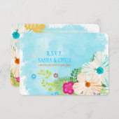 PixDezines rsvp bleu+orange hibiscus (Devant / Derrière)