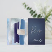 PixDezines RSVP Blues Watercolor Bar Mitzvah ✡ (Debout devant)