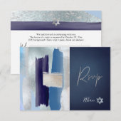 PixDezines RSVP Blues Watercolor Bar Mitzvah ✡ (Devant / Derrière)