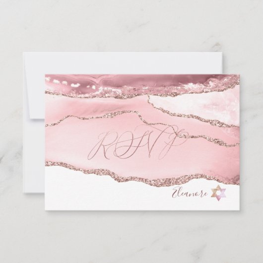 PixDezines RSVP Blush Burgundy Agate Bat mitzvah ✡ (Devant)