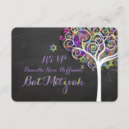 PixDezines Rsvp-boom van het leven Bat Mitzvah RSVP Kaartje