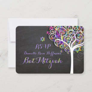 PixDezines Rsvp-boom van het leven Bat Mitzvah RSVP Kaartje