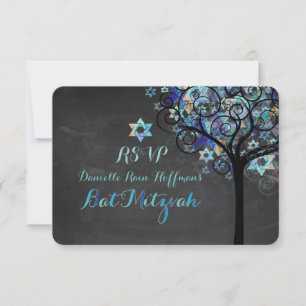 PixDezines RSVP-boom van Life Mitzvah/Chalkboard RSVP Kaartje