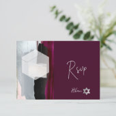 PixDezines RSVP Bourgogne Waterverf Bat Mitzvah ✡ (Staand voorkant)