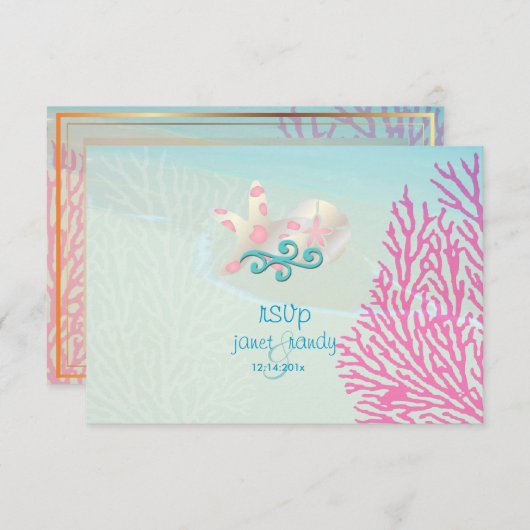 PixDezines rsvp corail rose+starfish, beach party (Devant / Derrière)