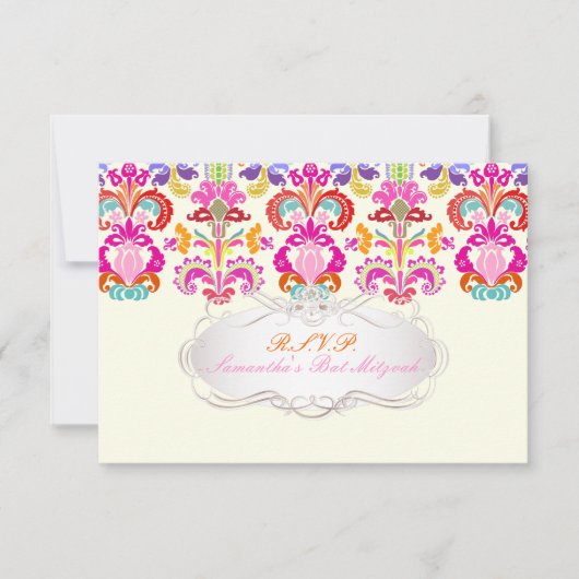 PixDezines rsvp couleur Isabella damask/bar mitzva (Devant)