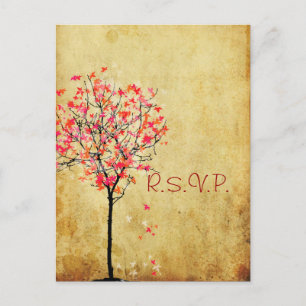 PixDezines rsvp  esdoorn boom/sinaasappel+roze Uitnodiging Briefkaart
