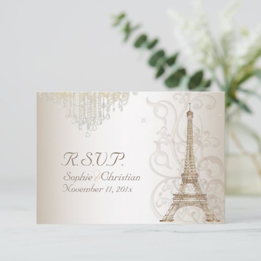 PixDezines RSVP Faux Bronze Tour Eiffel/Champagne (Debout devant)