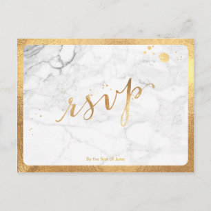 PixDezines RSVP/FAUX GOLD/MARBLE/FUN SCRIPT Uitnodiging Briefkaart