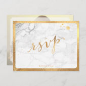 PixDezines RSVP/FAUX GOLD/MARBLE/FUN SCRIPT Uitnodiging Briefkaart (Voorkant / Achterkant)