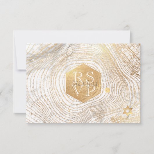 PixDezines RSVP Faux Gold Tree Rings Bar Mitzvah ✡ (Devant)