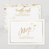 PixDezines RSVP Faux Gold Veins Marbre Confetti (Devant / Derrière)
