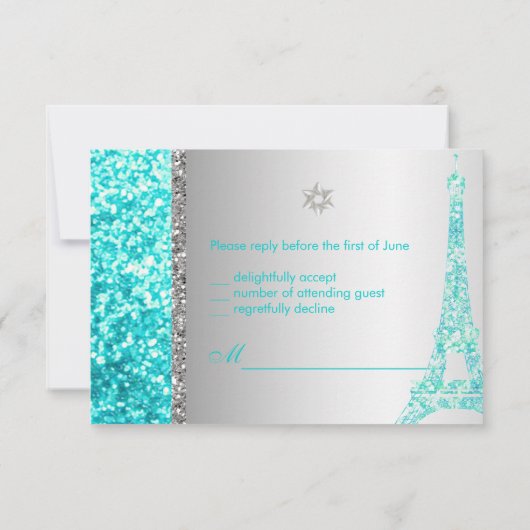 PixDezines rsvp faux parties scintillant eiffel/ba (Dos)