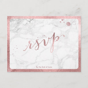 PixDezines RSVP/FAUX ROOS GOLD/MARBLE Uitnodiging Briefkaart