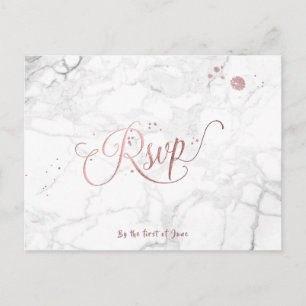 PixDezines RSVP/FAUX ROOS GOUD/MARMER Uitnodiging Briefkaart