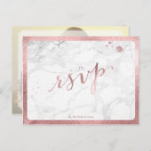 PixDezines RSVP/FAUX ROOS GOUD/MARMER Uitnodiging Briefkaart (Voorkant / Achterkant)
