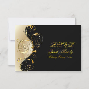 PixDezines rsvp Filigree+tourbillons/noir+or