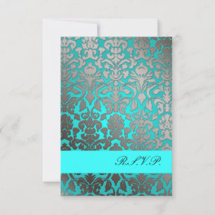 PixDezines rsvp Flora Damask/aqua Kaartje
