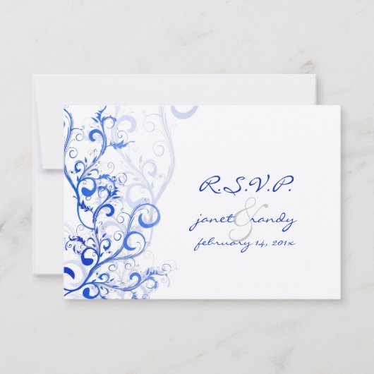 PixDezines rsvp Flourish/tournois feuille/bleu (Devant)