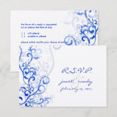 PixDezines rsvp Flourish/tournois feuille/bleu (Devant / Derrière)