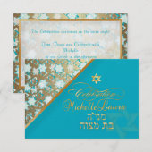 PixDezines rsvp grunge bar mitzvah/bleu/or (Devant / Derrière)