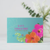 PixDezines rsvp hibiscus+fern Kaartje (Staand voorkant)
