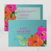 PixDezines rsvp hibiscus+fern Kaartje (Voorkant / Achterkant)