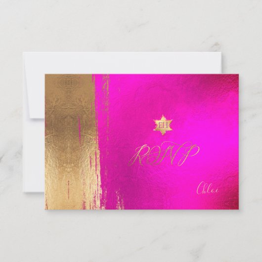 PixDezines RSVP Hot+Flashy Pink Mitzvah ✡ Kaartje (Voorkant)