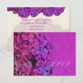 PixDezines RSVP Hydrangea, magentakleurig Kaartje (Voorkant / Achterkant)