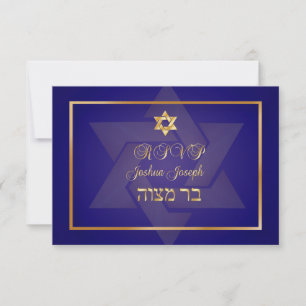 PixDezines rsvp klassieke bar mitswa/blo/goud Kaartje